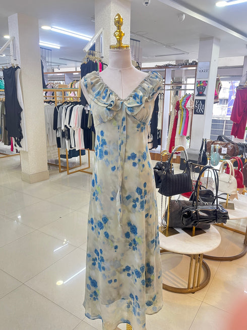 YIJA STUDIO Korean V neck Ruffled Design Slim Fit Dress